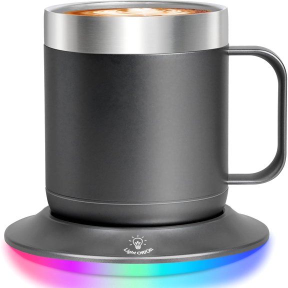 Electric Coffee Mug 12oz Gun Black - Temperature Control Cup Warmer for Desk, 10H Auto-Off