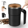 thumbnail image 1 of Electric Coffee Mug with a Built-in LCD Thermometer, 380ML/13OZ Rechargeable Self Stirring Mug with Lid and Temp Display, 304 Stainless Steel Perfect for Brewing Coffee Milk Cocoa (Black), 1 of 7