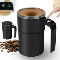 Electric Coffee Mug with Built-in LCD Thermometer, Auto Magnetic Stirring & USB Rechargeable, Temperature Display Travel Mug for Home, Office, Kitchen, and Car