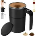 thumbnail image 1 of Electric Coffee Mug with a Built-in LCD Thermometer, Perfect for Brewing Coffee, Milk, Cocoa, Etc, 380ML/13OZ Rechargeable Self Mixing 304 Stainless Mug with Lid and Temp Display (Black), 1 of 7