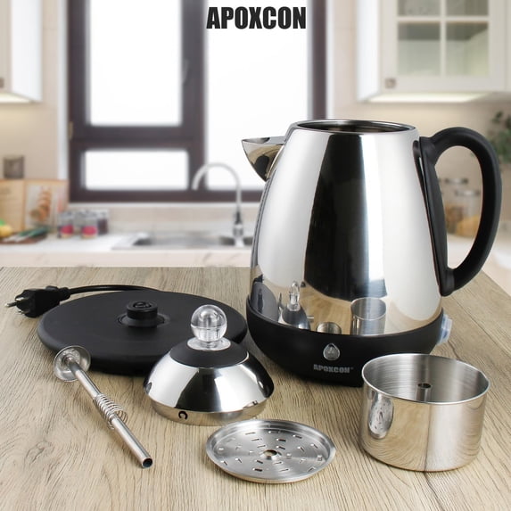 Electric Coffee Percolator Stainless Steel 10 Cup with Auto Warm and Brew Knob