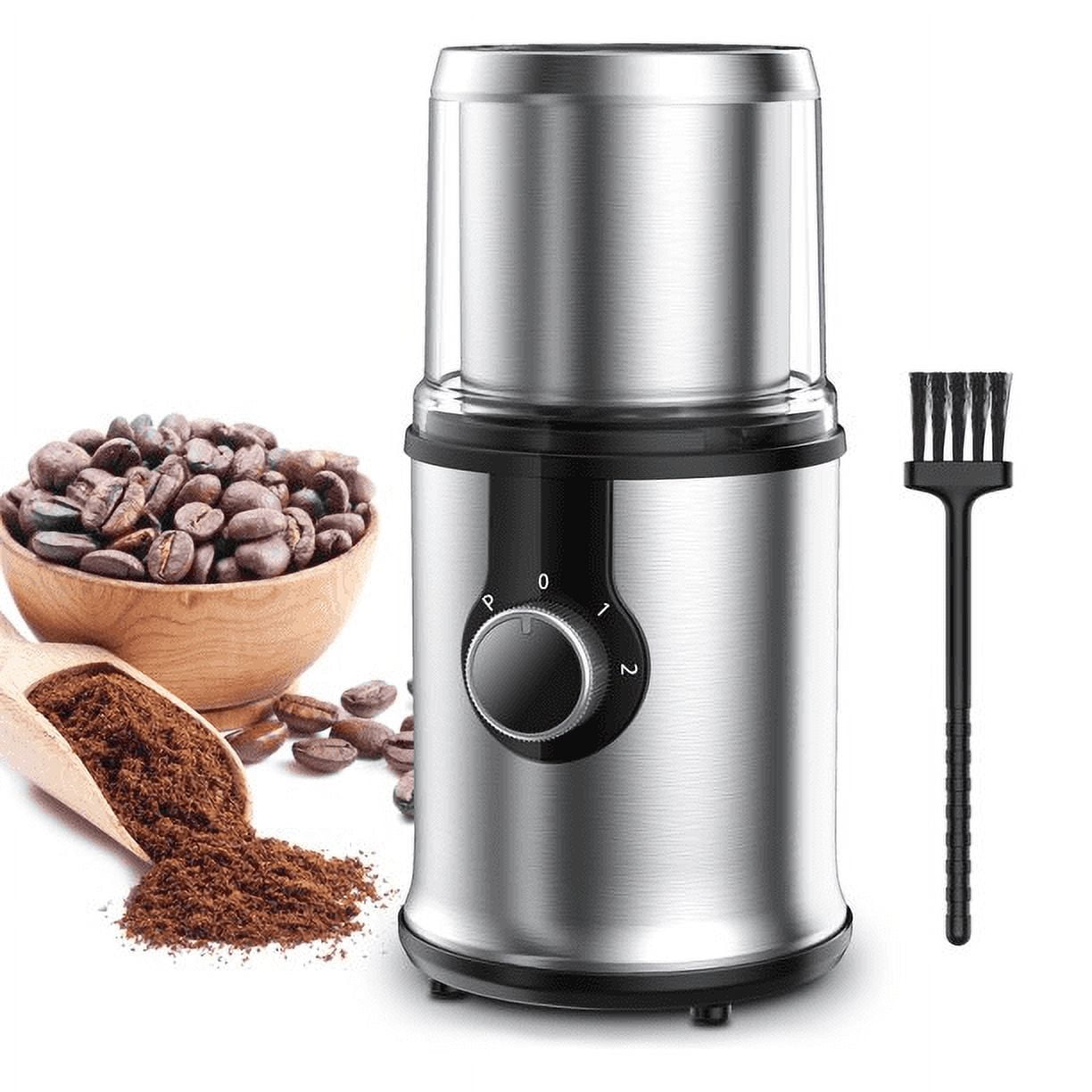 Adjustable Coffee Grinder Electric 3 Grind Settings , 12 Cup/3oz Coffee  Bean Grinder Spice Grinder for Nuts Grain Dry Herb, Removable Bowl, Silver  
