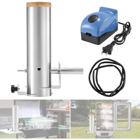 Electric Cold Smoke Generator with Lid & Air Pump, Portable Barbecue Smoker, Wood Chips Pellets Smoker Generator with 1L Capacity, Stainless Steel Hot and Cold Smoke Maker Machine for Food