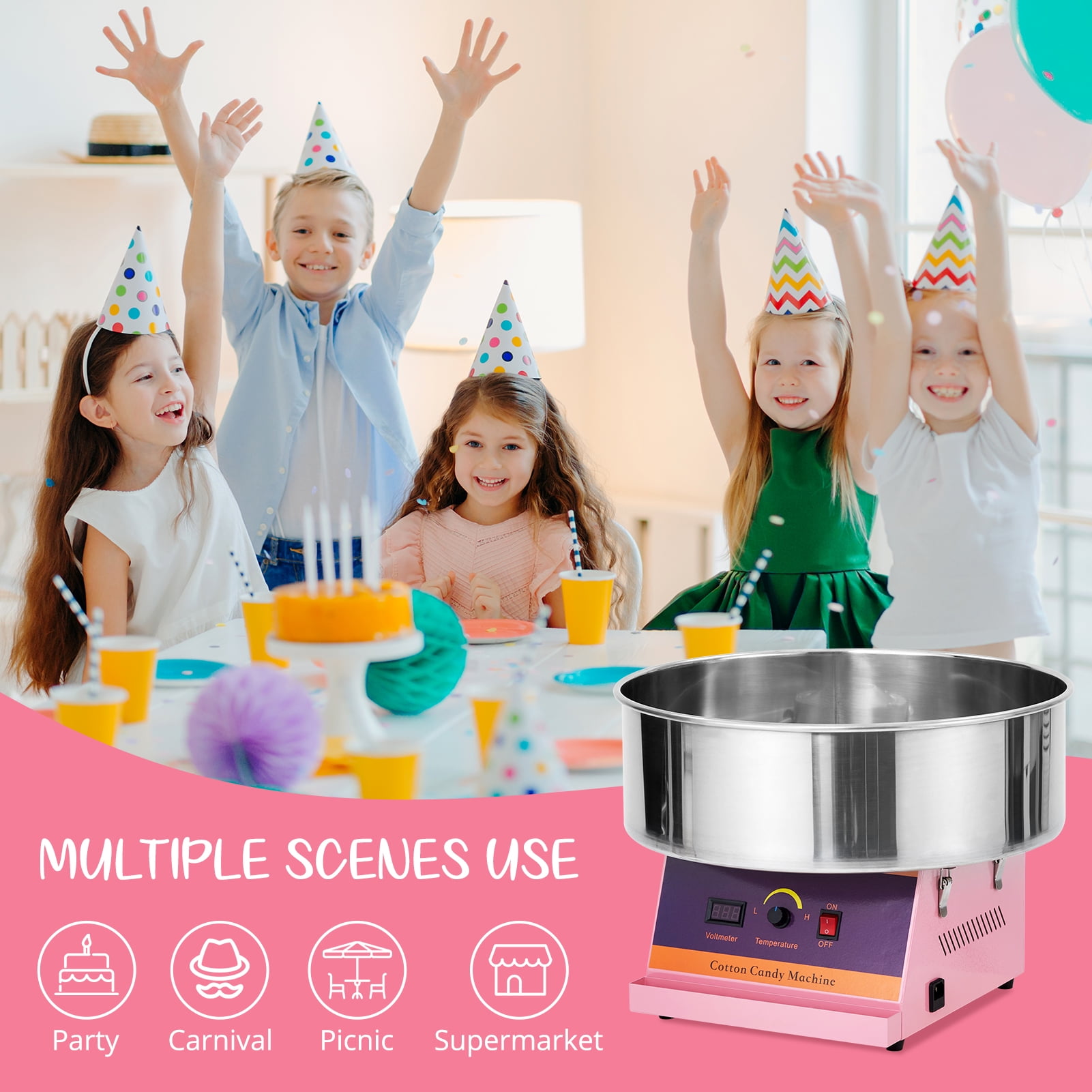 Electric Commercial Cotton Candy Machine with Stainless Steel Bowl and ...