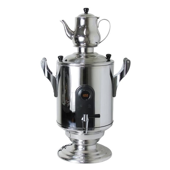 Electric Commercial Large Capacity Heavy Duty All Stainless Steel 12.7-Qt 12-L Samovar Teapot Kettle 1.2Qt Tea Maker 110V 1500W Auto Shut Off Keep Warm LED