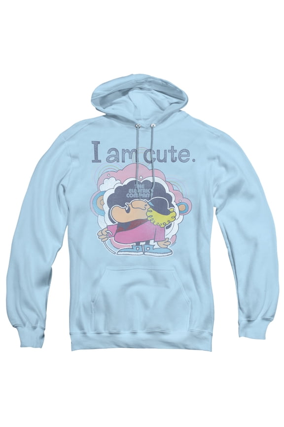 Electric Company/I Am Cute Adult Pullover Hoodie Sweatshirt-Light Blue