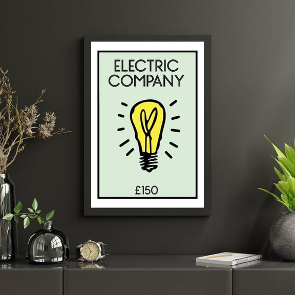 Electric Company Monopoly : Board Game Wall Art, Unframed Paper Poster 8x10in