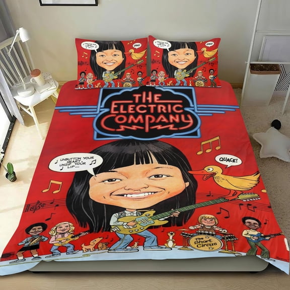The Electric Company-themed Bed Sheet Set Three Piece Set Comfortable And Skin Friendly Unique Design Home Decor Gifts For Family Friends fans54''x79''135cm*200cm