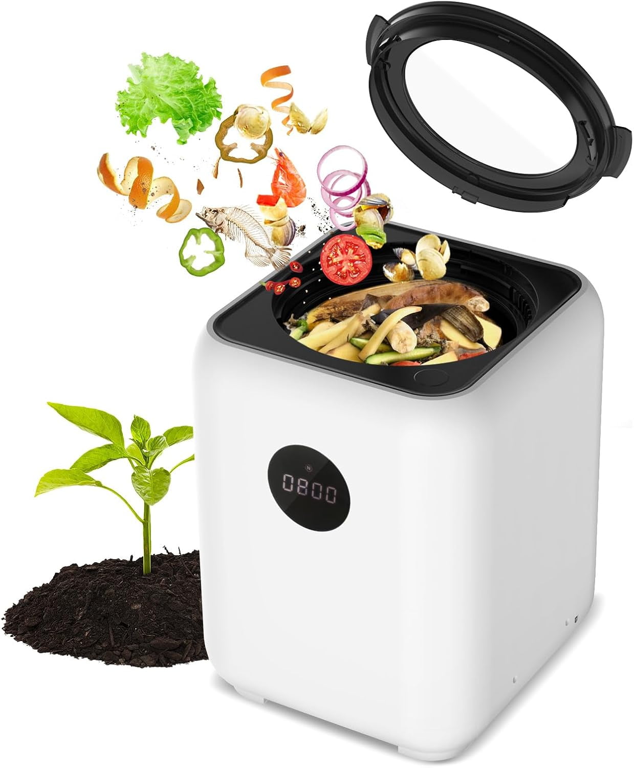 Electric Composter for Kitchen, Smart Compost Bin Odorless with 3L/3 ...