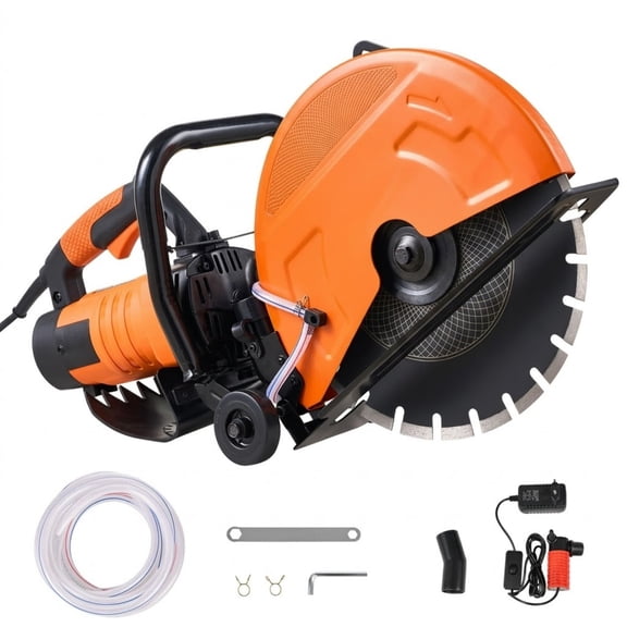 Electric Concrete Saw, 14" 3200W Circular Cutter, Wet Disk Saw with Max 5" Cutting Depth, Water Pump & Blade Included