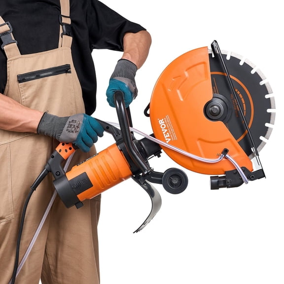 Electric Concrete Saw 16 Inch 3200W Motor Circular Saw Cutter with 5 Inch Adjustable Cutting Depth Wet Disk Saw Includes Water Line Pump Blade for Stone Brick