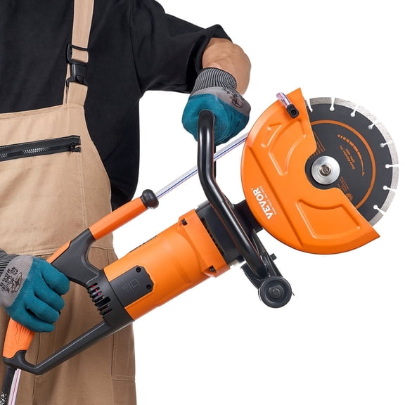 Electric Concrete Saw 9 Inch 1800W Motor Circular Cutter 3.5 Inch Cutting Depth Wet Dry Disk Saw with Water Line Pump Blade for Stone Brick