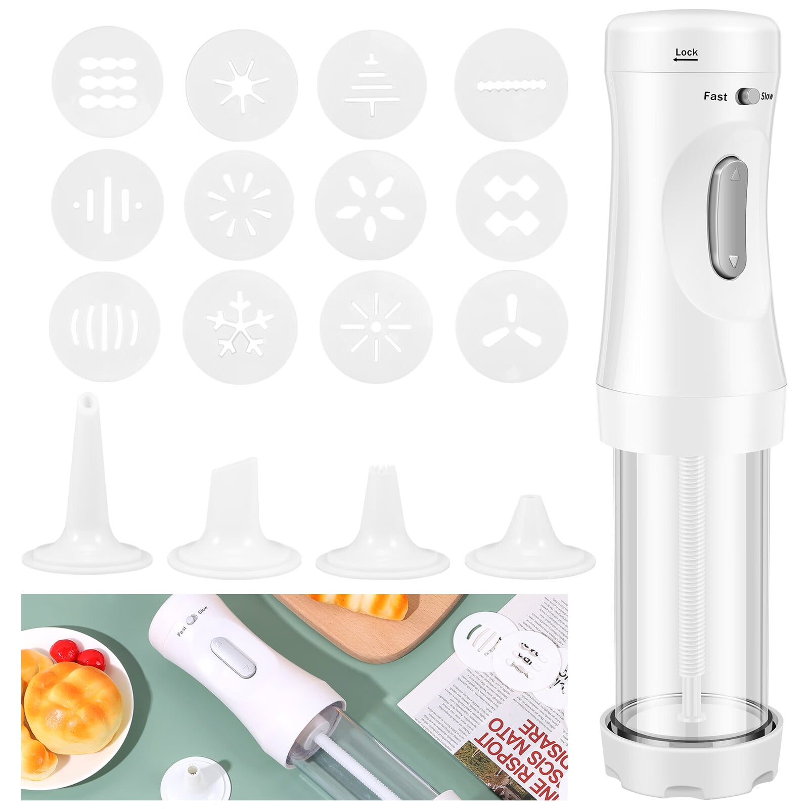 Electric Cookie Press DIY Cookies Maker Set with 12 Cookie Discs and 4 ...