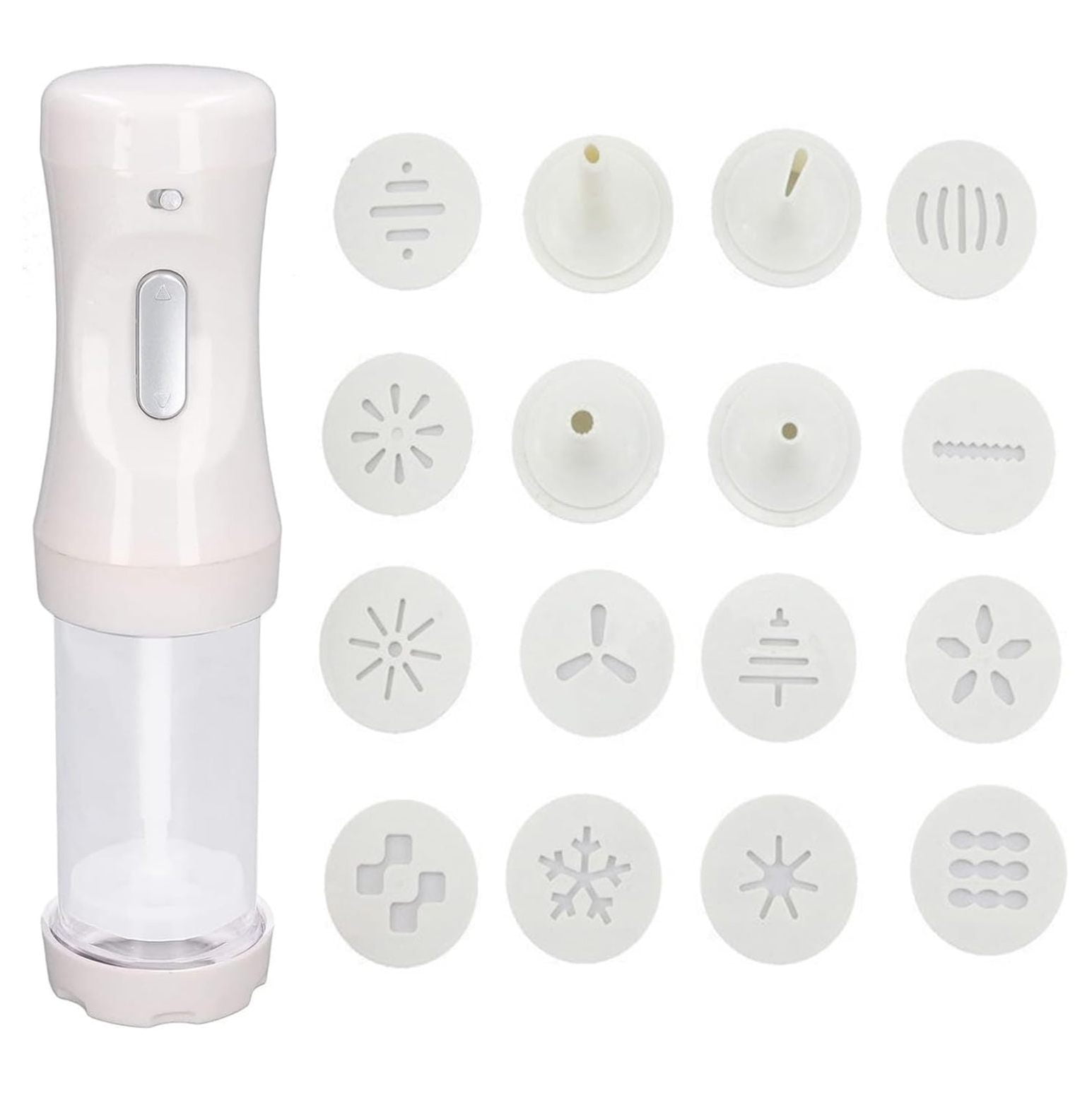 Electric Cookie Press Gun,White Barrel Electric Decorating Tool with 12