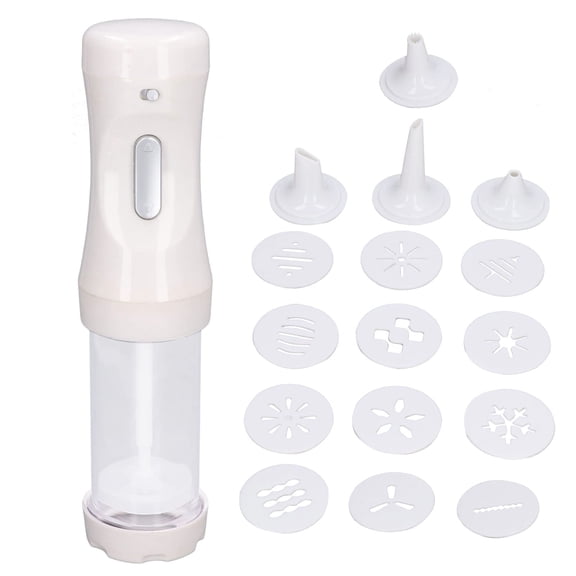 Electric Cookie Press Set with 12 Discs and 4 Icing Tips, DIY Baking Decorating Kit