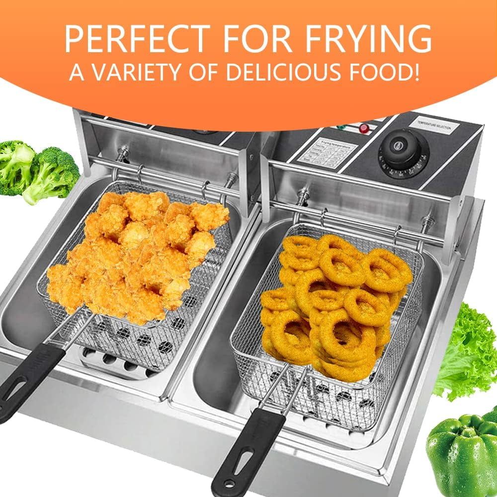 Electric Cooking Deep Fryer 12L Stainless Steel Frying Machine with