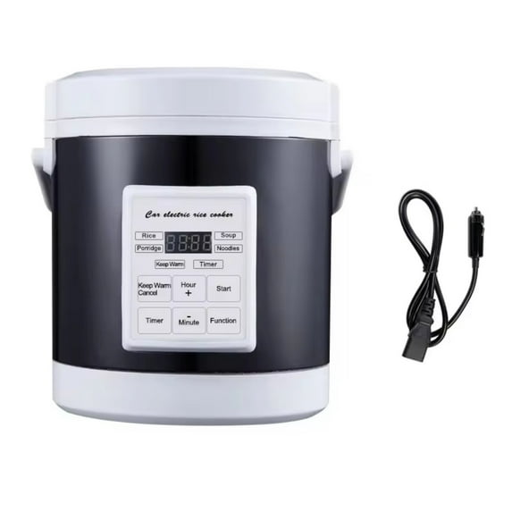 Electric Cooking Machine 12V/24V Efficient Car Rice Cooker Camping Rice Cooker Metal Texture for Outdoor Meal Prepping