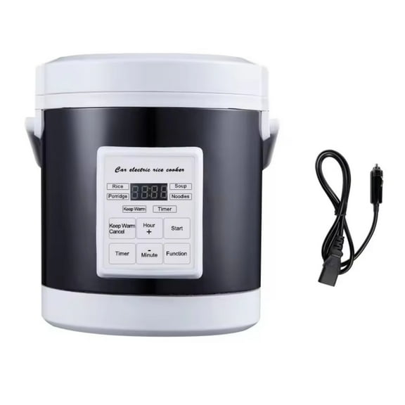 Electric Cooking Machine 12V/24V Efficient Car Rice Cooker Camping Rice Cooker Metal Texture for Outdoor Meal Prepping