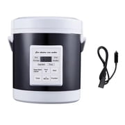 Electric Cooking Machine 12V/24V Efficient Car Rice Cooker Camping Rice Cooker Metal Texture for Outdoor Meal Prepping