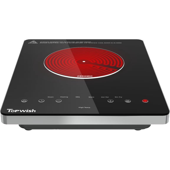 Electric Cooktop 110-120V Single Burner 1300W LED Touch Control with Child Lock 10 Power Levels Residual Heat Indicator Glass Countertop Bestseling
