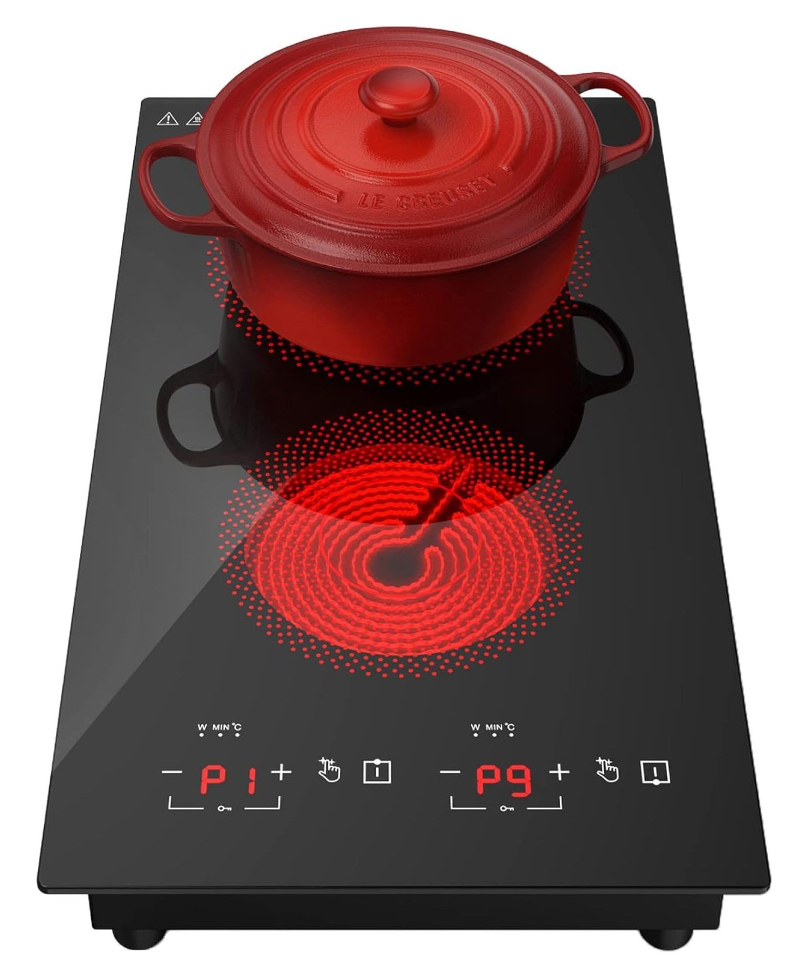 Electric Cooktop, 110V 2 Burner Electric Stove 9 Power Level, Kids Lock