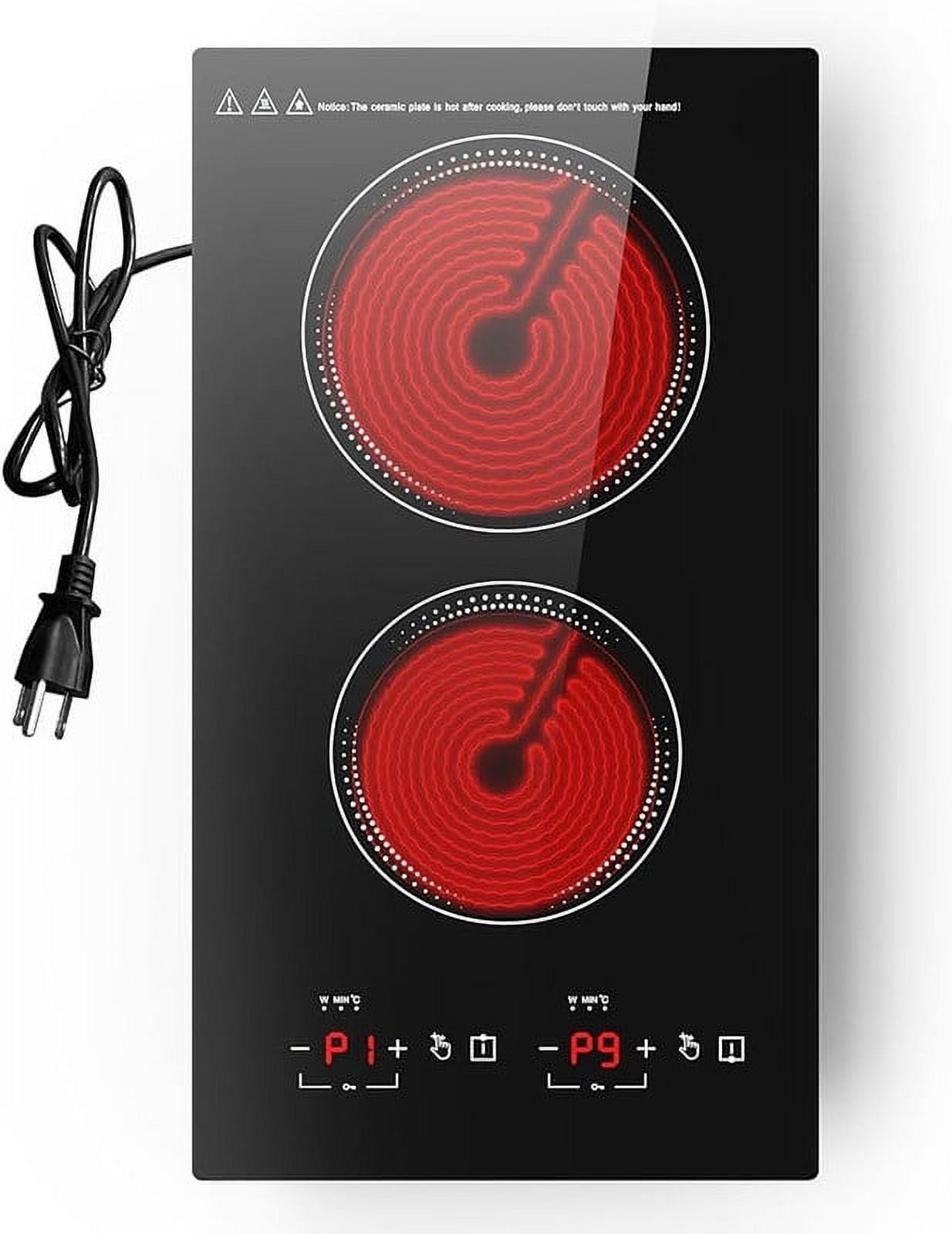 Electric Cooktop,110v Plug in 2 Burner Electric Stove Top, 2100W Two