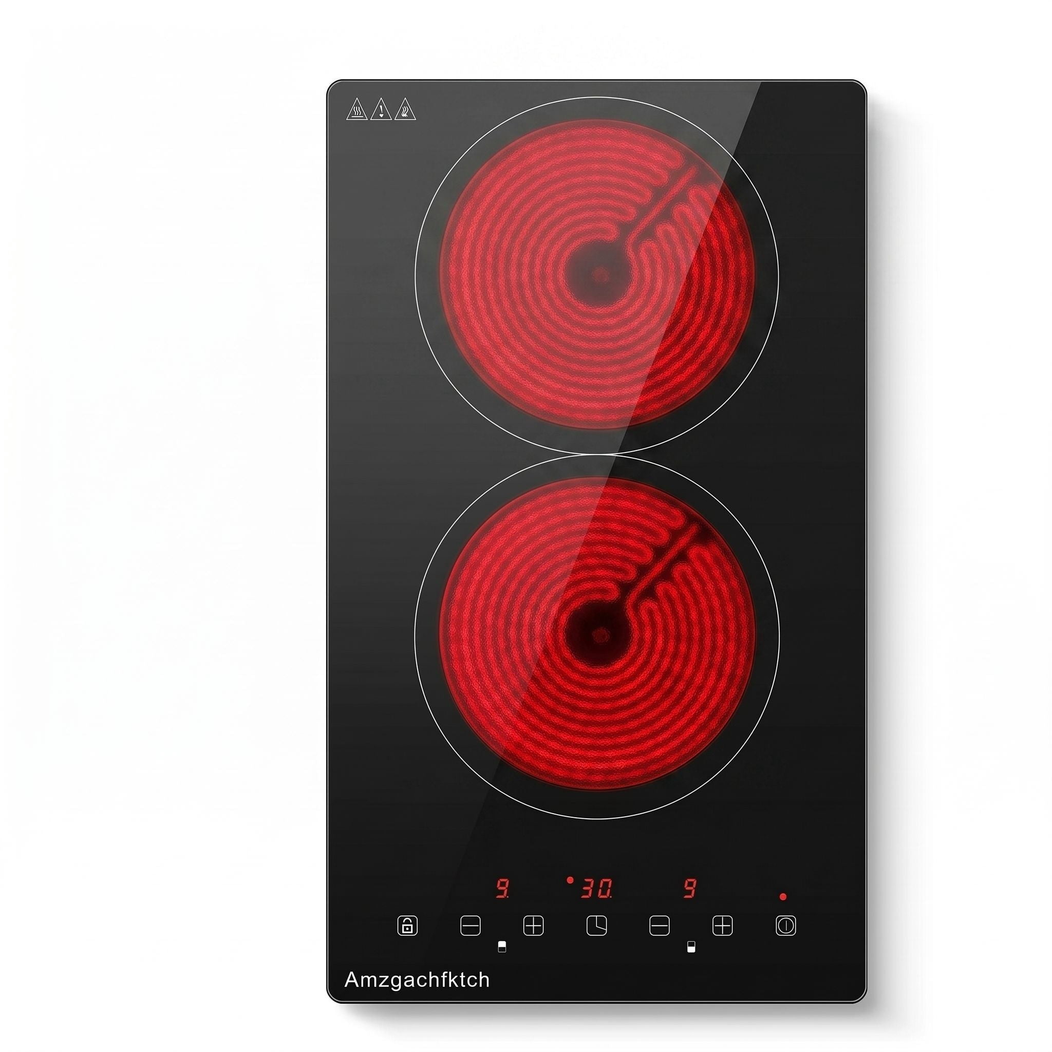 Electric Cooktop 12 inches 2-Burner, 3000W Touch Built-In Electric Stove Top, Black Glass