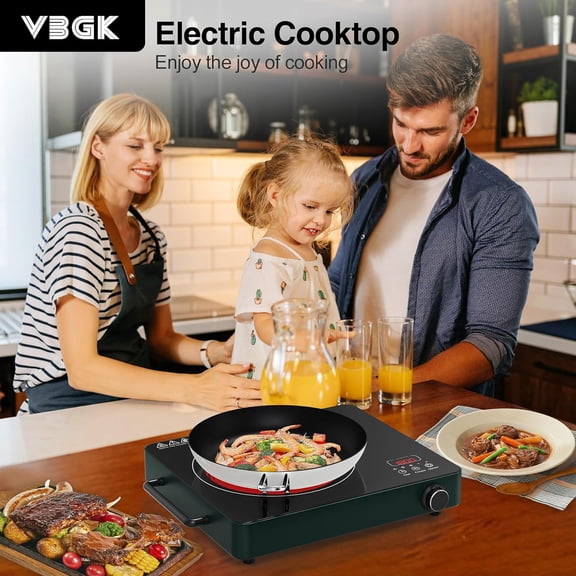 Electric Cooktop, 1800W Single Burner Induction Cooktop with 9 Power Levels, Timer and Knob Control, 110-120V