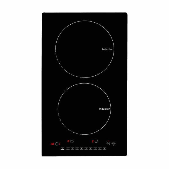 Electric Cooktop 2 Burners, 12'' Induction Stove Top Built-in, 1800W Magnetic Cooktop, 9 Heat Levels, LED Touch Screen, Child Lock & Overheat Protection