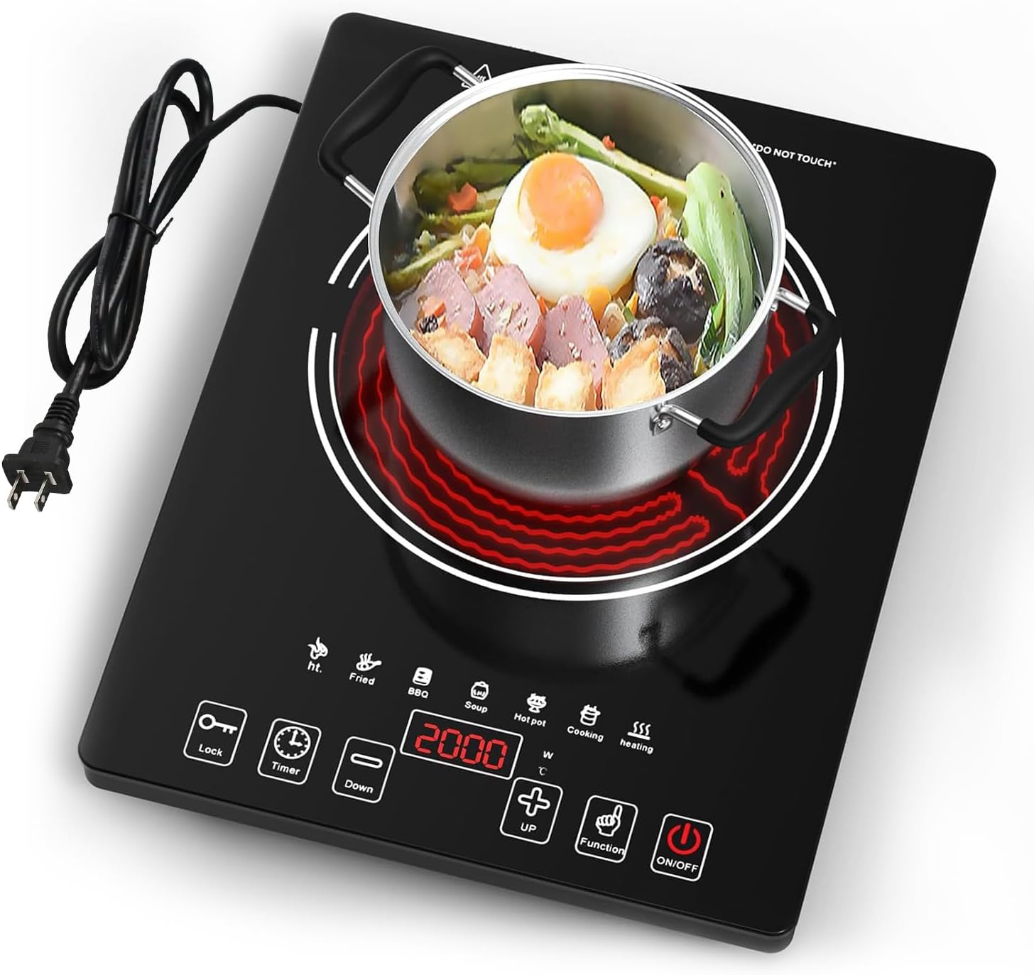 Electric Cooktop 220V, 2000W Single Electric Burner Hot Plate with Plug