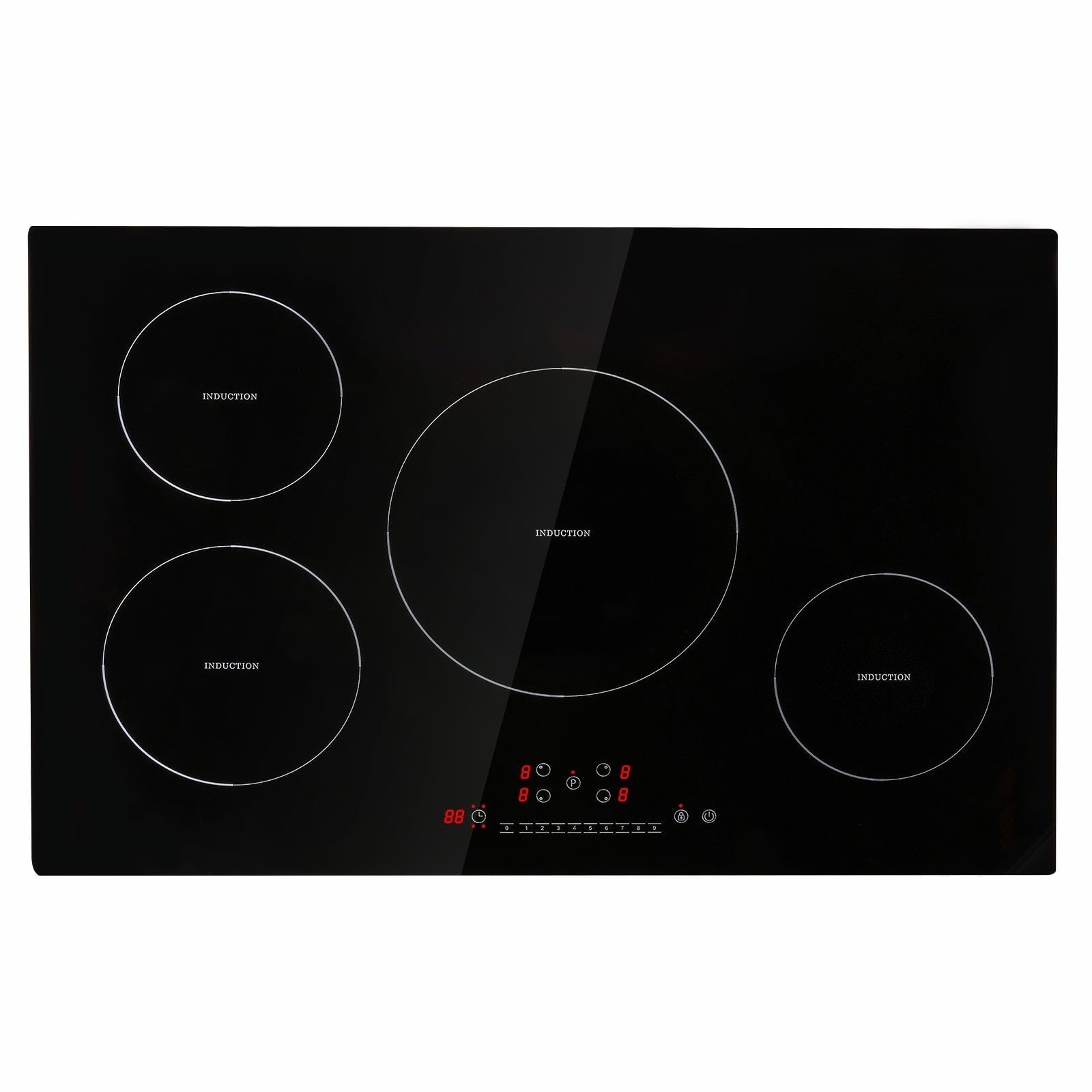 Electric Cooktop 30 Inch, 4 Burners Induction Stove Top 7500W, Built-in Magnetic Cooker, 9 Heat Levels, LED Touch Control, Child Lock & Overheat Protection