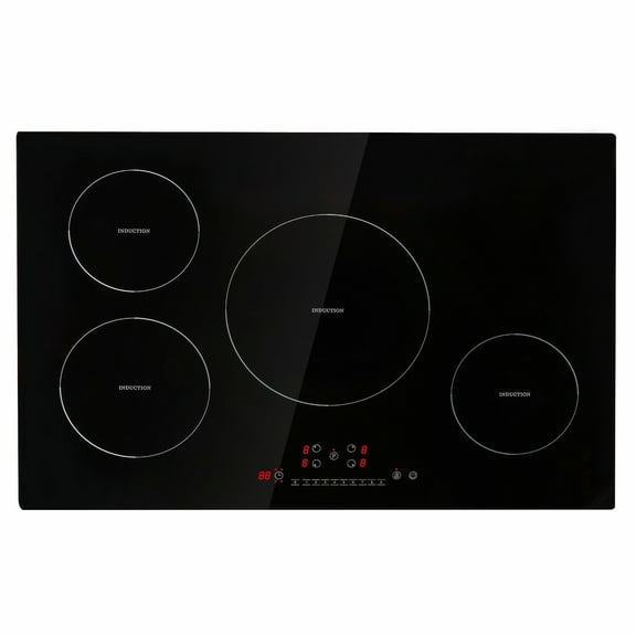 Electric Cooktop 30 Inch, 4 Burners Induction Stove Top 7500W, Built-in Magnetic Cooker, 9 Heat Levels, LED Touch Control, Child Lock & Overheat Protection