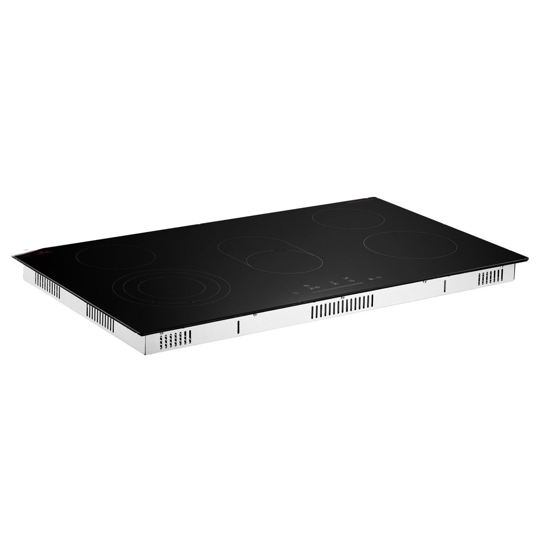 Electric Cooktop 36 Inch 5 Burners, Ceramic Radiant Cooktop Built-In Slide Control Panel, 9 Power Levels, Timer, Child Lock, Safety Features for Kitchen