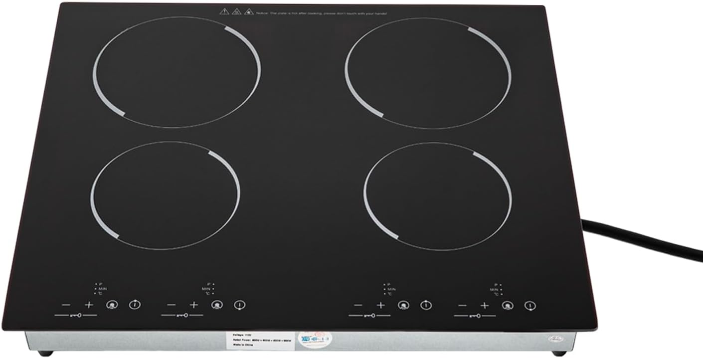 Electric Cooktop, Built-in Cooktop 3000W, Electric Stove Top with 4 Electric Burners, 9 Heating Level, Kid Safety Lock, Sensor Touch Control, Black (Double Package) US Standard 110V