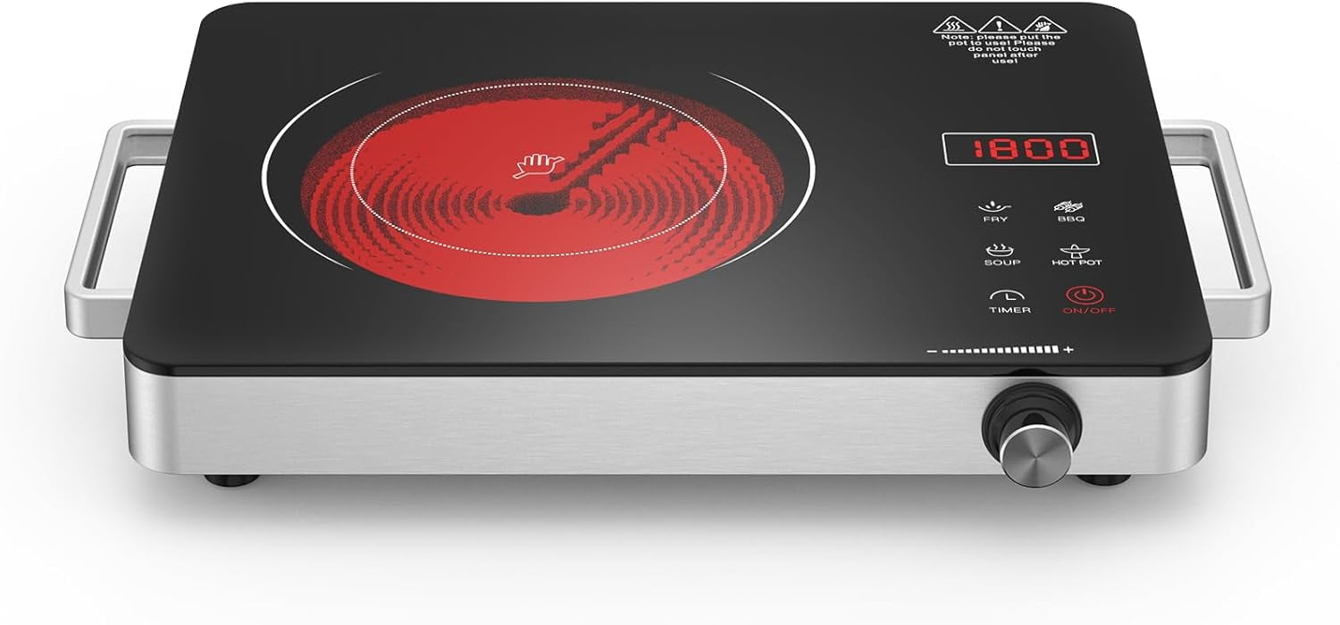 Electric Cooktop, Portable Electric Cooktop 1800W Single Burner Stove ...