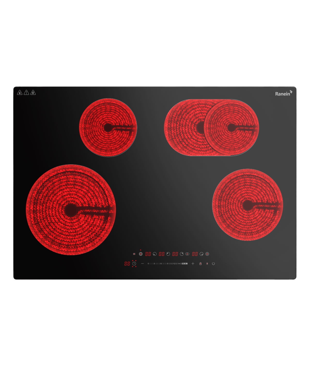 Electric Cooktop with 4 Burners, 30 inch 7900W 240V Ceramic Panel Electric Cooktop, Multiple Safety Protections Stove, Touch Screen