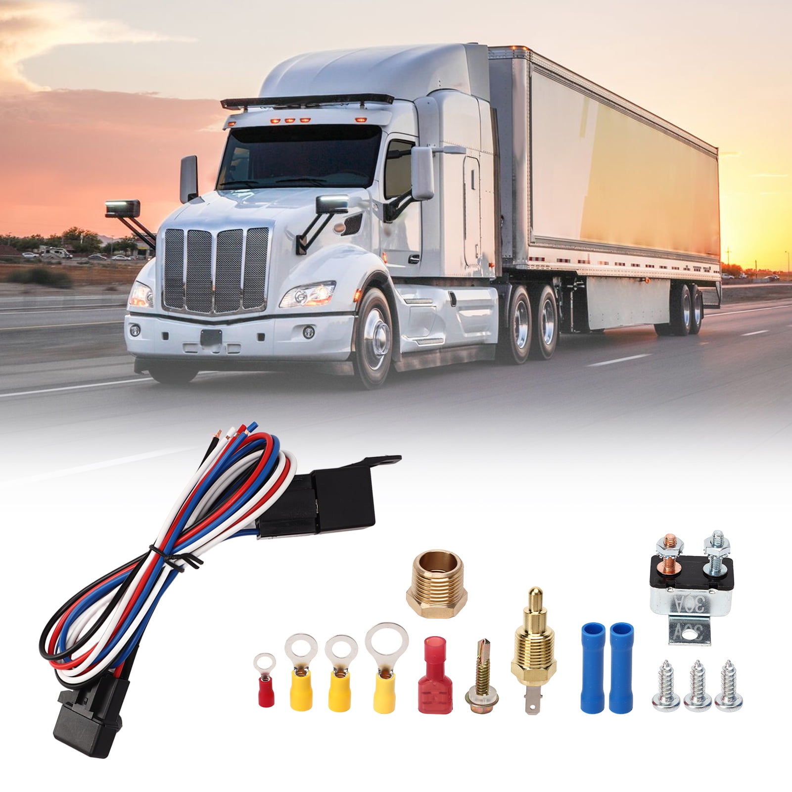 Electric Cooling Fan Relay Kit,12V Electric Fan Thermostat Control