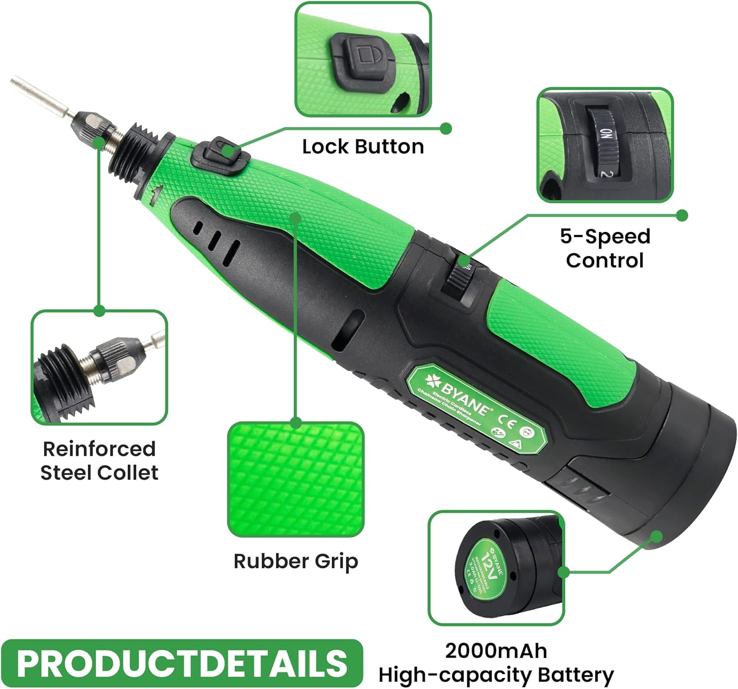 Electric Cordless Diamond Chainsaw Sharpener Kit, 12V Portable Chain ...