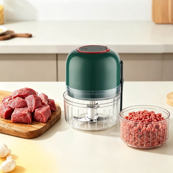 Electric Cordless Food Chopper 3-Blade Stainless Steel Mincer Portable USB Rechargeable Food Blender Small Wireless Kitchen Food Processor for Meal Prep Garlic Onion Meat Fruit