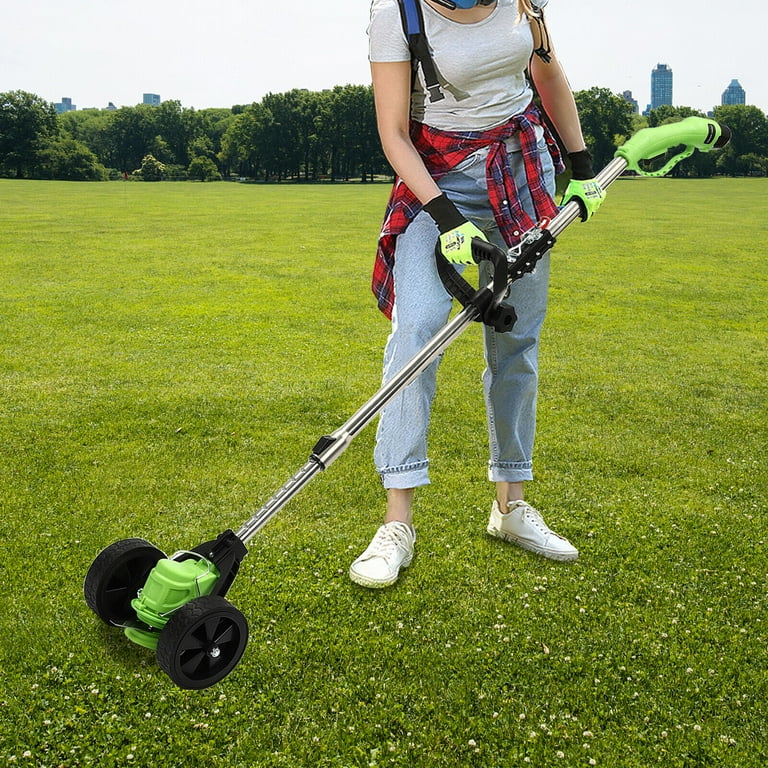 Electric Cordless Grass String Trimmer Lawn Edger Weed Wacker Cutter Garden Pruner W Gloves