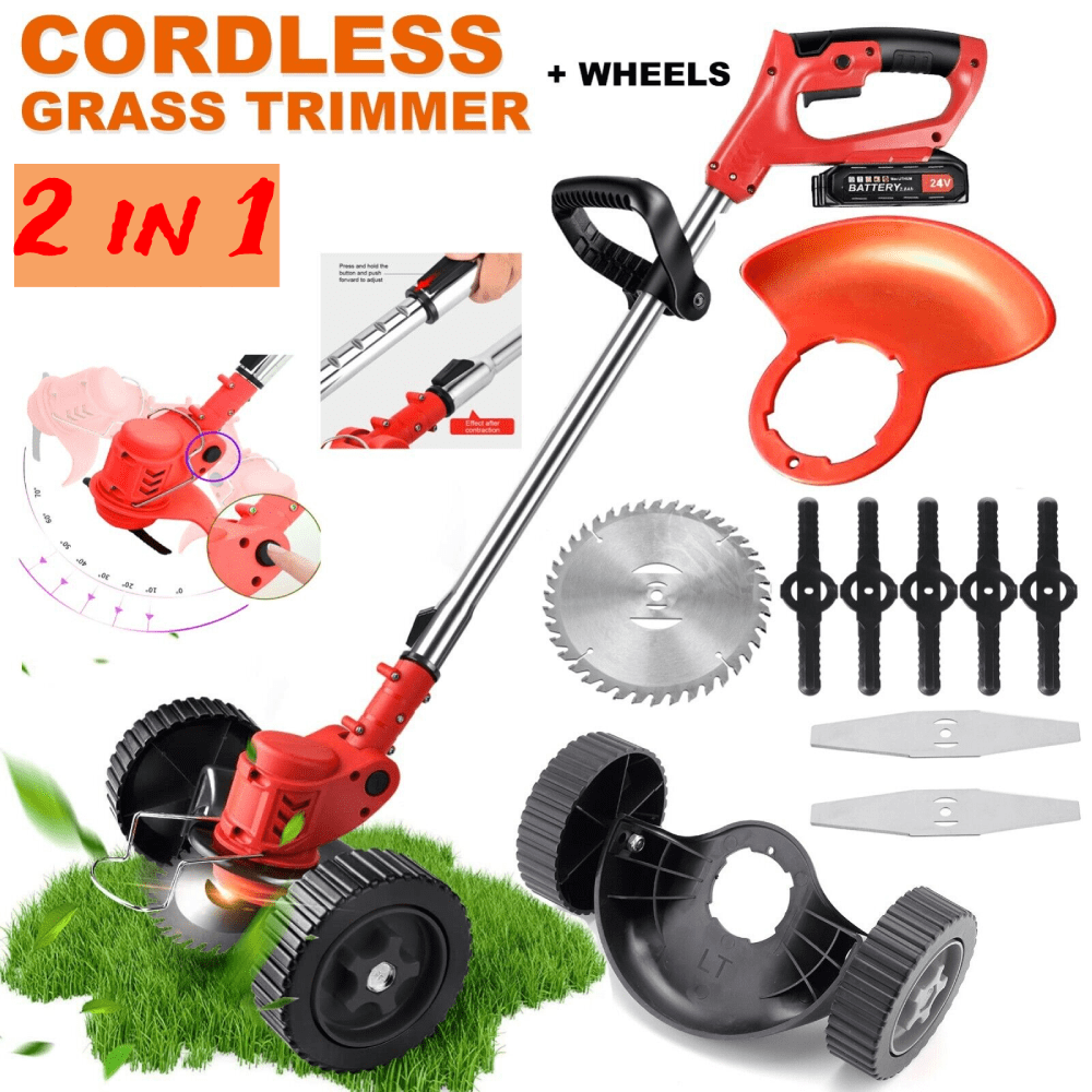 Electric Cordless Grass Trimmer, Weed Wacker Cordless, Battery Operated Weed Eaters, 24V 650W