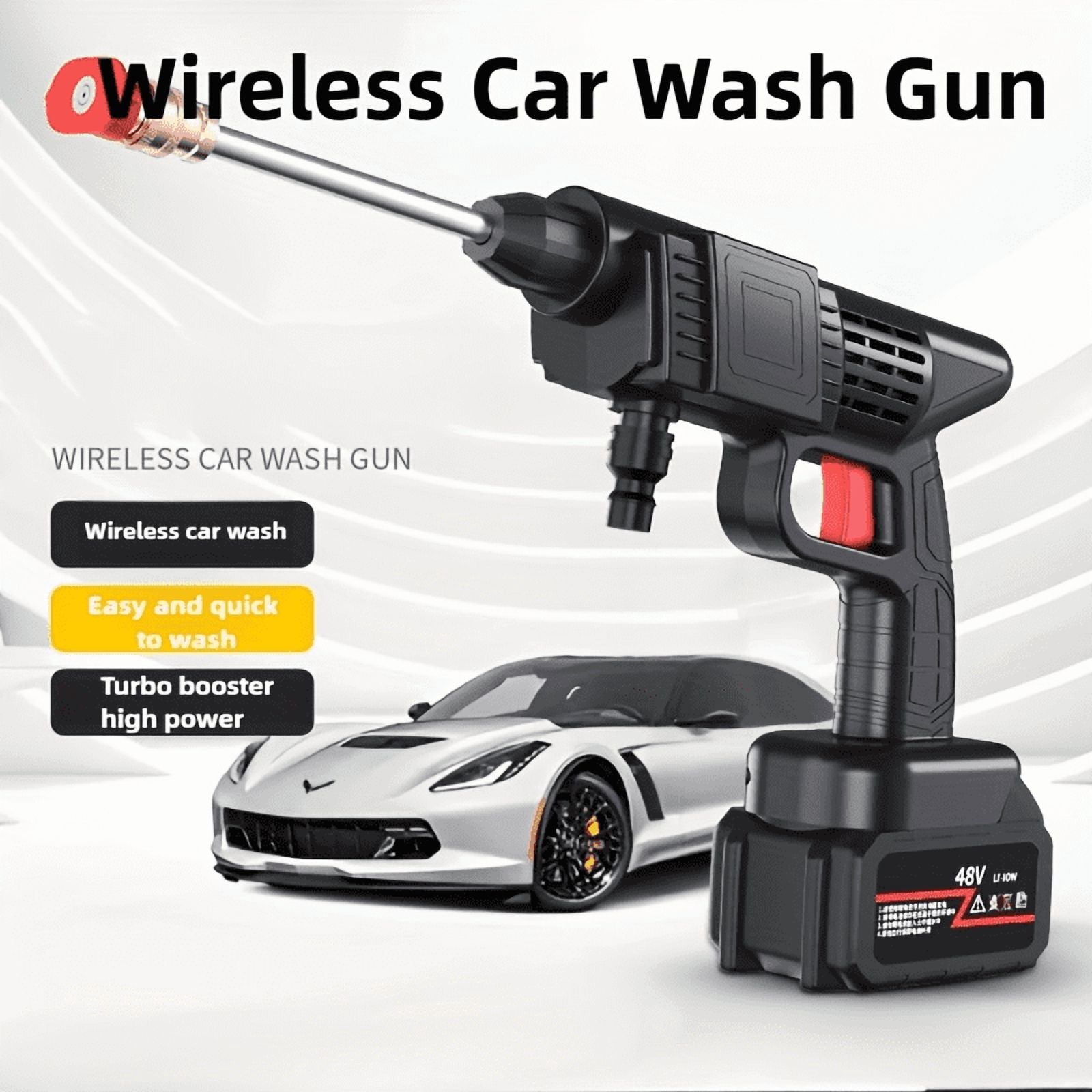 Electric Cordless High Pressure Washer Wand with battery, Car Wash Water Gun, Household Cordless High Pressure Car Wash Tool Portable Vehicle Cleaning Machine Automobile Washer