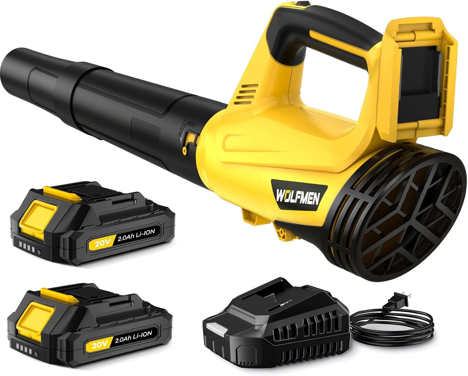 Electric Cordless Leaf Blower with 2 Batteries and Charger, 2 Speed Mode, Lightweight Leaf Blowers for Blowing Leaves, Patio Cleaning, Lawn Care and Dust