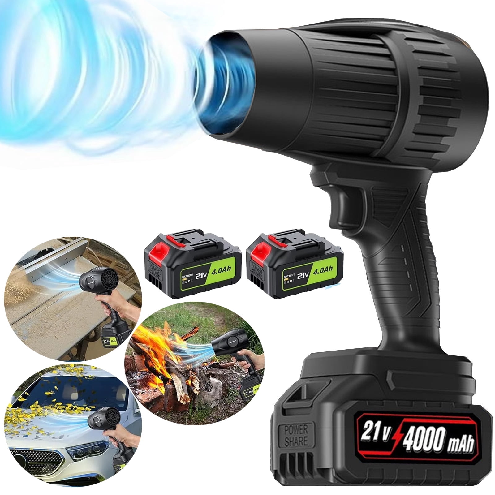 Electric Cordless Leaf Blower  300K RPM, 2x4.0Ah Batteries & Charger. Ideal for Patio Cleaning, Lawn Care. Blows Leaves & Dust. Handheld, Lightweight