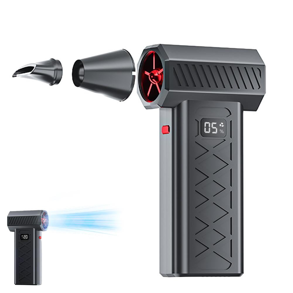 Electric Cordless Mini Turbo Snow Blower, Handheld Leaf Blower with Hurricane Power 6 Gear Adjustable & LED Illumination for Drying, Snow Removal, Cleaning