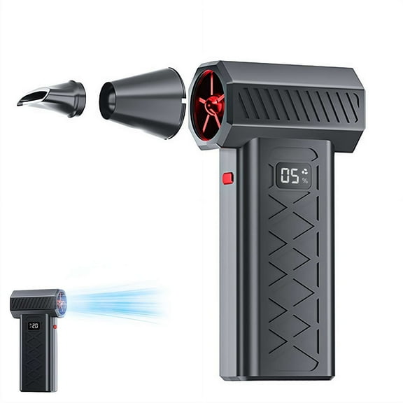 Electric Cordless Mini Turbo Snow Blower, Handheld Leaf Blower with Hurricane Power 6 Gear Adjustable & LED Illumination for Drying, Snow Removal, Cleaning