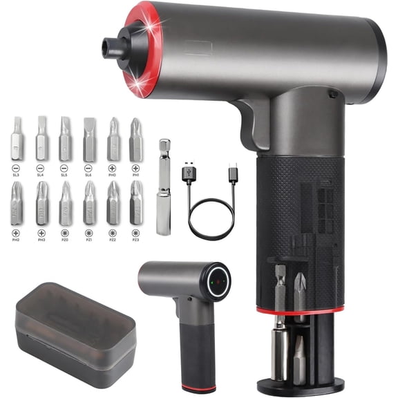 Electric Cordless Set, 4V Rechargeable Screw with 12 Drill Bits, Kit with LED Light, Separable Pack with USB for , DIY, Repair