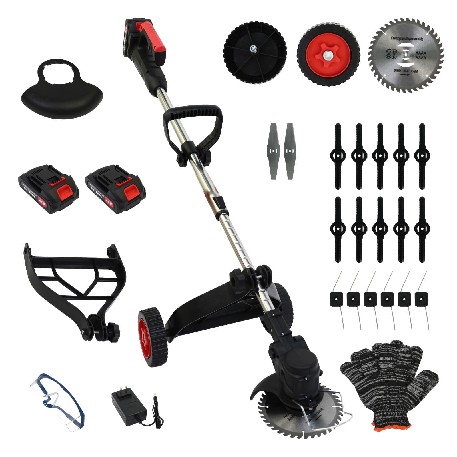 Walmart exclusive discounts  Electric Cordless Weed Eater, Grass Trimmer, Weed Wacker with 2*2000mAh Batteries, Lawn Edger Brush Cutting Machine Adjustable Handle & 3 Types Blades