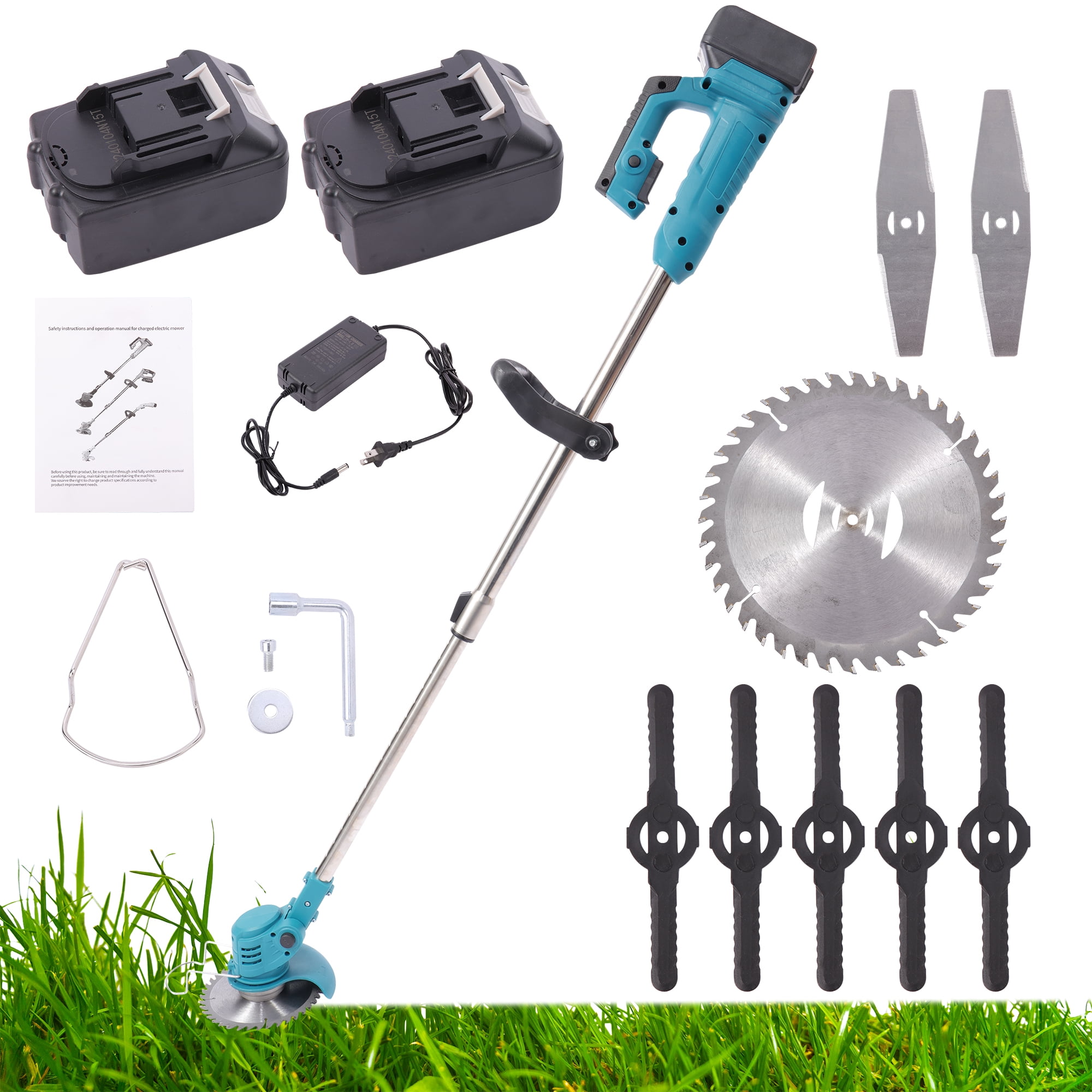 20000 RPM Electric Weed Wacker with Wheel,12 Brushless Cordless We