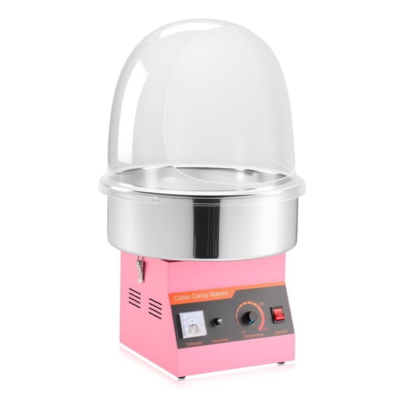 Electric Cotton Candy Machine 1000W Commercial Cotton Candy Maker with Cover Stainless Steel Bowl Sugar Scoop for Carnival Birthday Family Party Pink